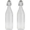 2x Stuks glazen fles transparant met beugeldop 1000 ml - Drinkflessen