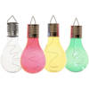 4x Buitenlampen/tuinlampen lampbolletjes/peertjes 14 cm transparant/groen/geel/rood - Buitenverlichting
