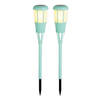 2x stuks solar tuinfakkel/tuinlamp turquoise op zonne-energie 61 cm - Fakkels