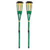 2x Groene buiten/tuin Led fakkel Bodi solar verlichting 54 cm vlam - Fakkels