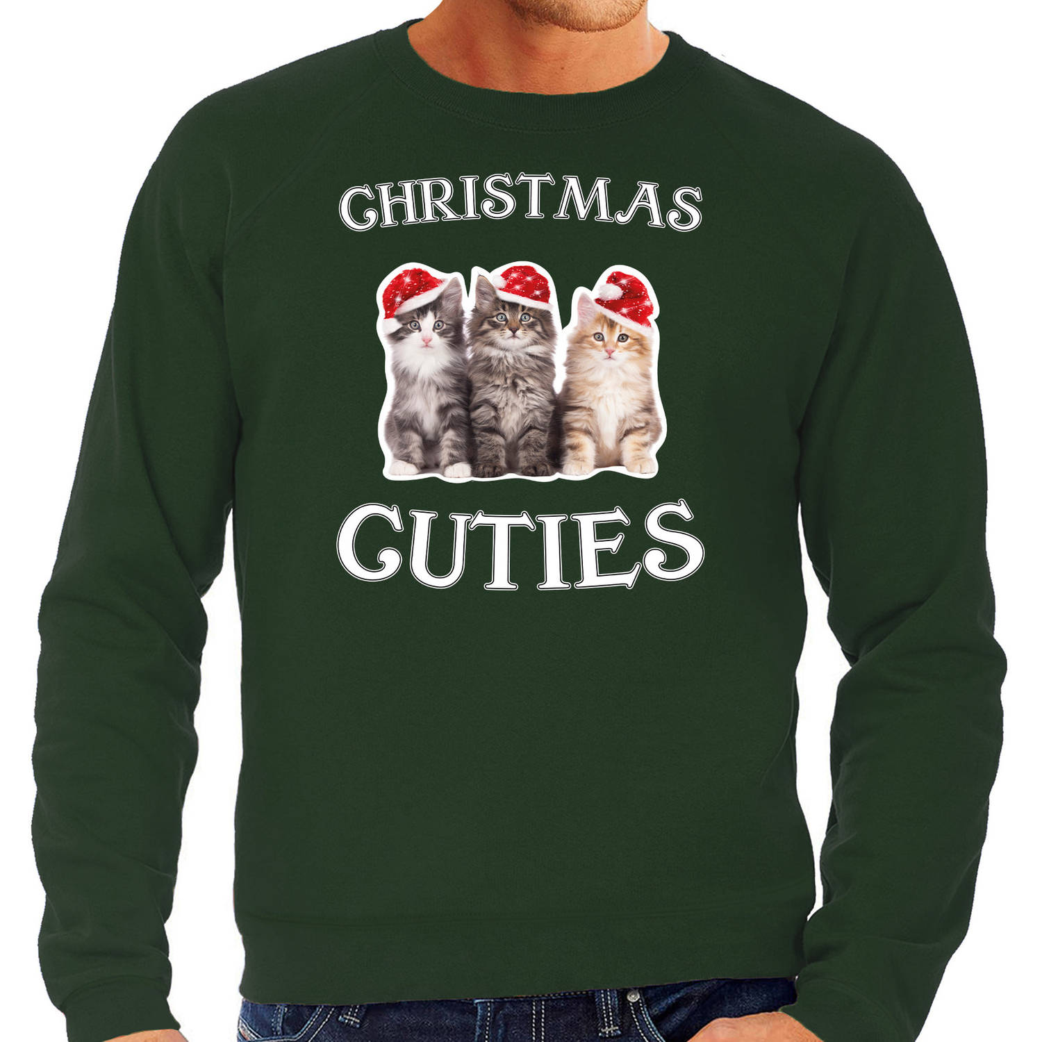 Groene Kersttrui / Kerstkleding Christmas cuties voor heren 2XL - kerst truien