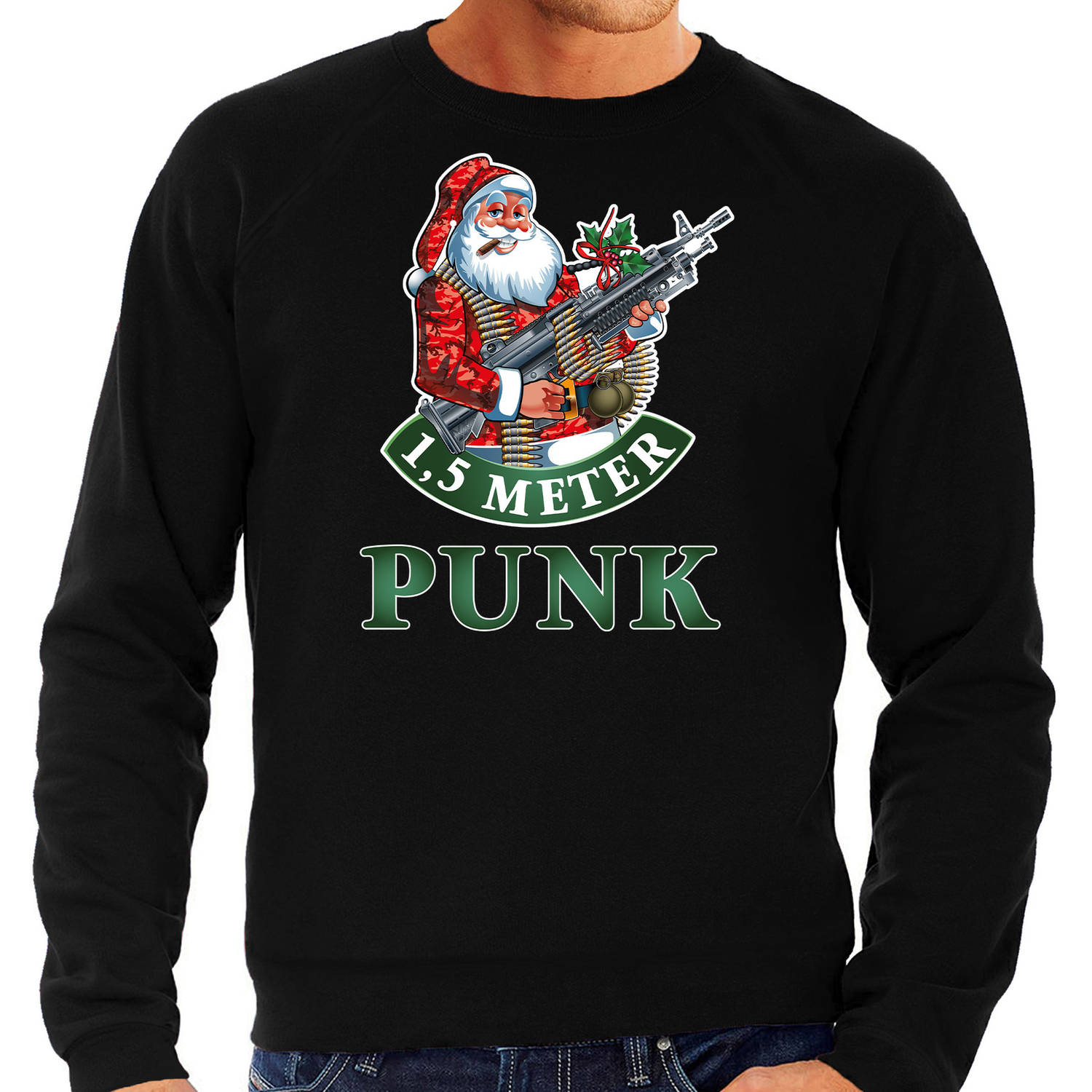 Zwarte Kerstsweater / Kerstkleding 1,5 meter punk voor heren XL - kerst truien