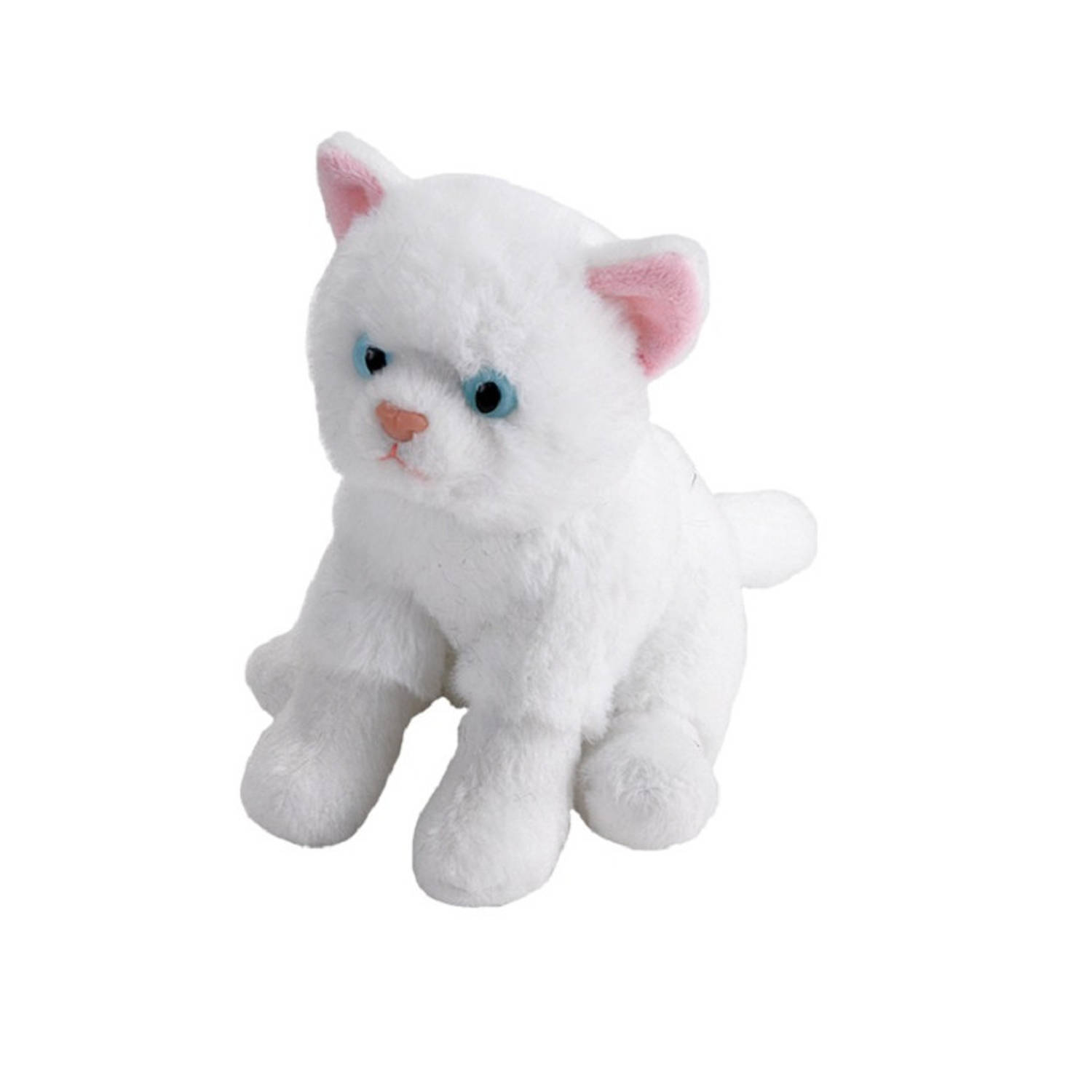 Pluche knuffel kat/poes wit van 13 cm - Speelgoed knuffelbeesten - Katten/poezen huisdieren