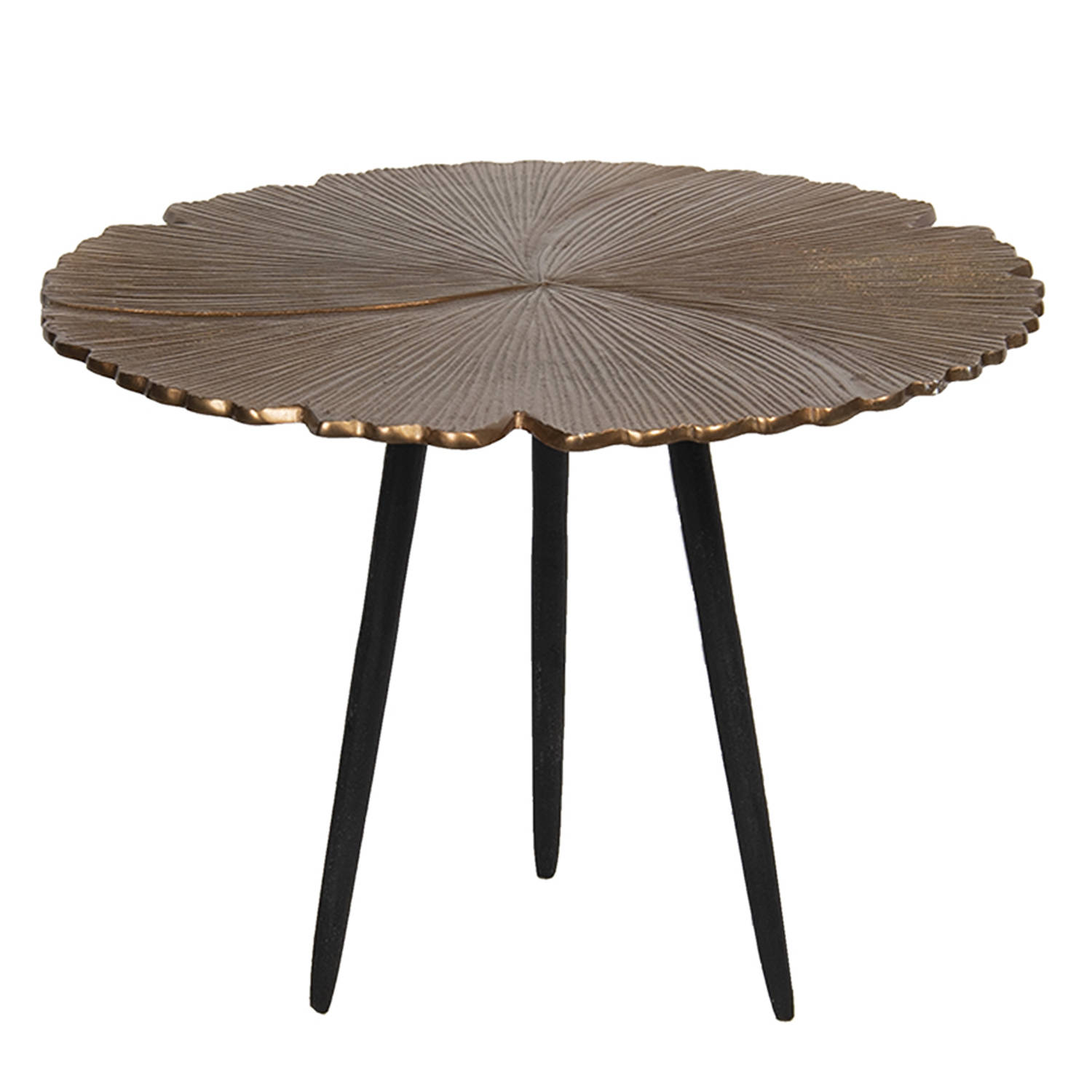 Clayre & Eef Bijzettafel Ø 50x36 cm Bruin Aluminium Rond Side table Tafeltje