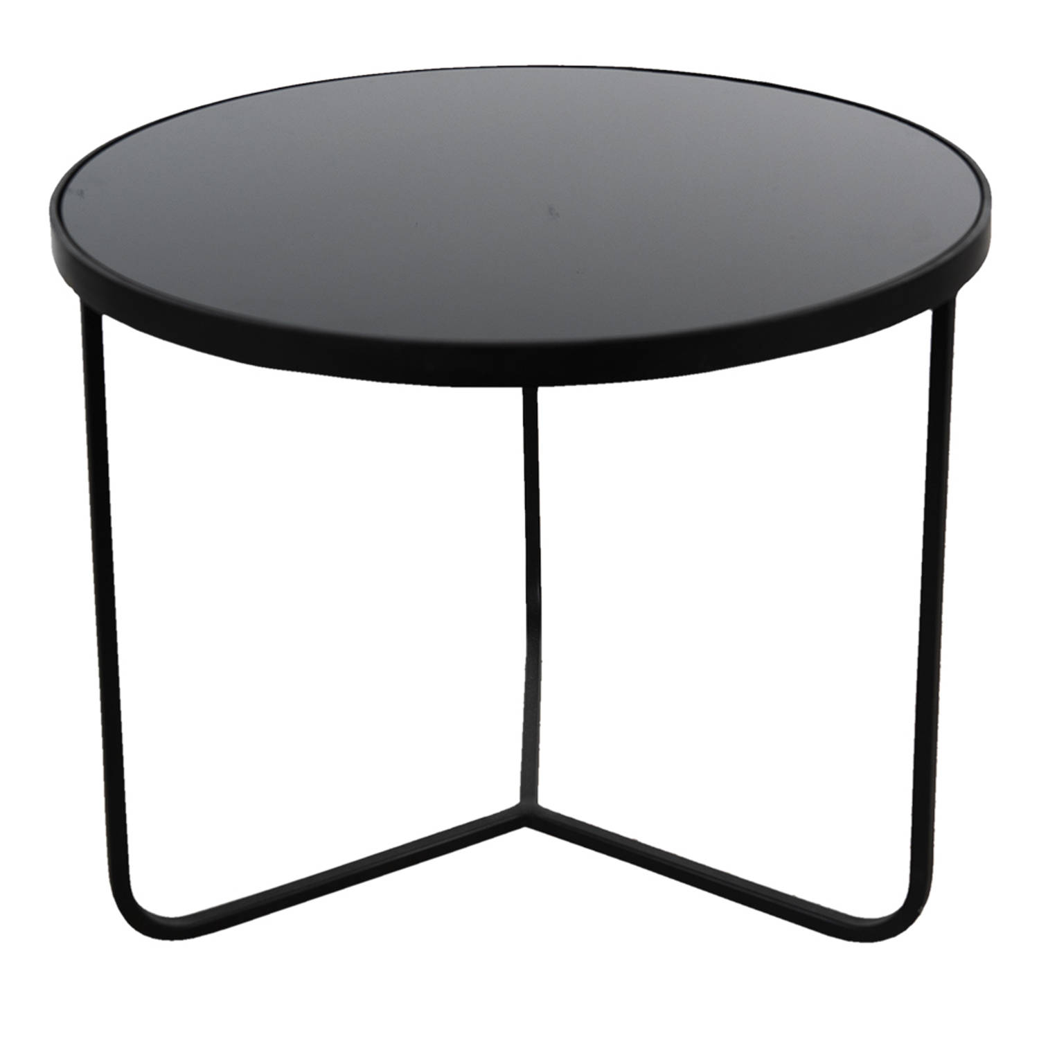 Clayre & Eef Bijzettafel Ø 60*45 Cm Zwart Aluminium Rond Side Table Tafeltje Zwart Side Table Tafelt