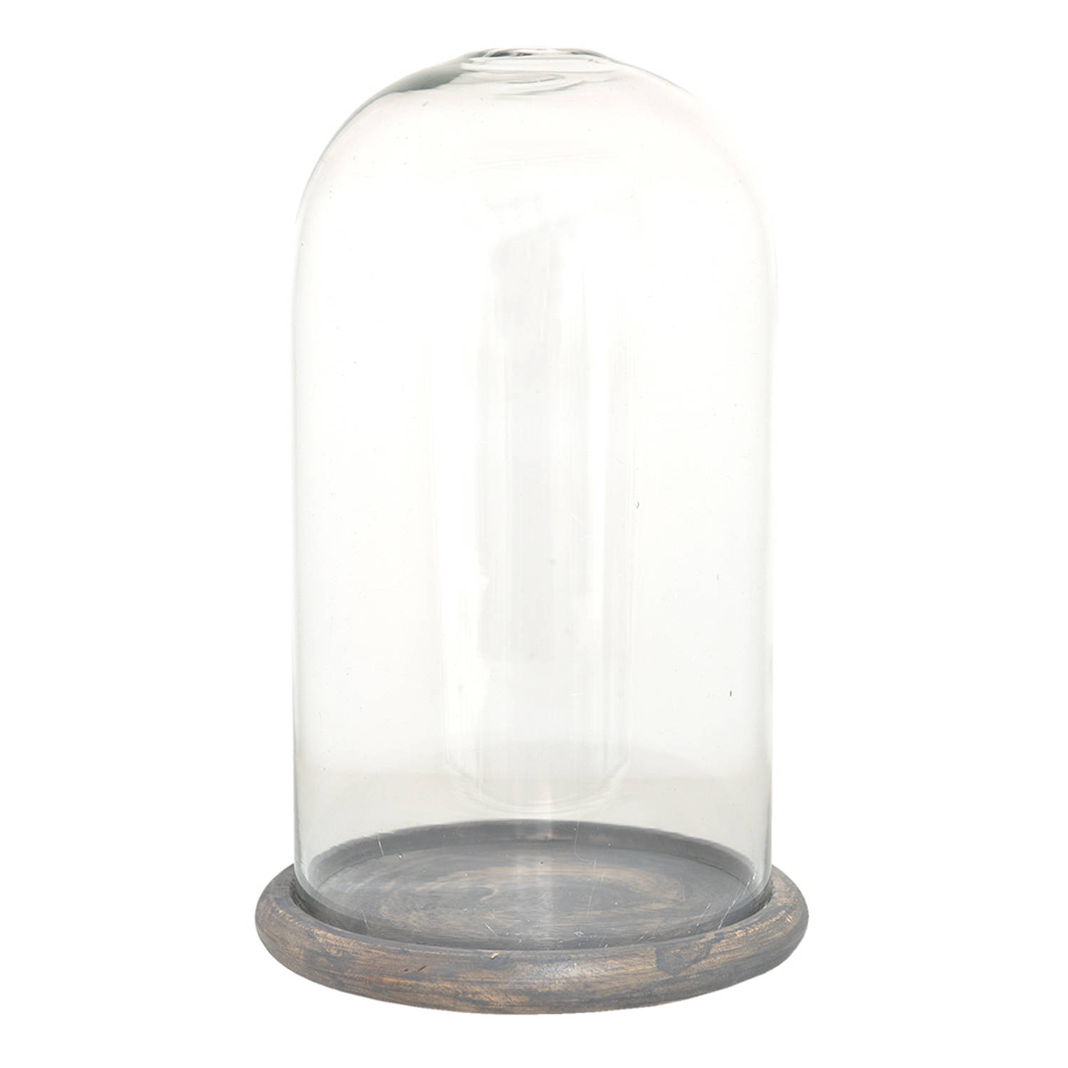 Clayre & Eef Stolp Ø 17*29 Cm Transparant Glas, Hout Glazen Stolp Transparant Glazen Stolp