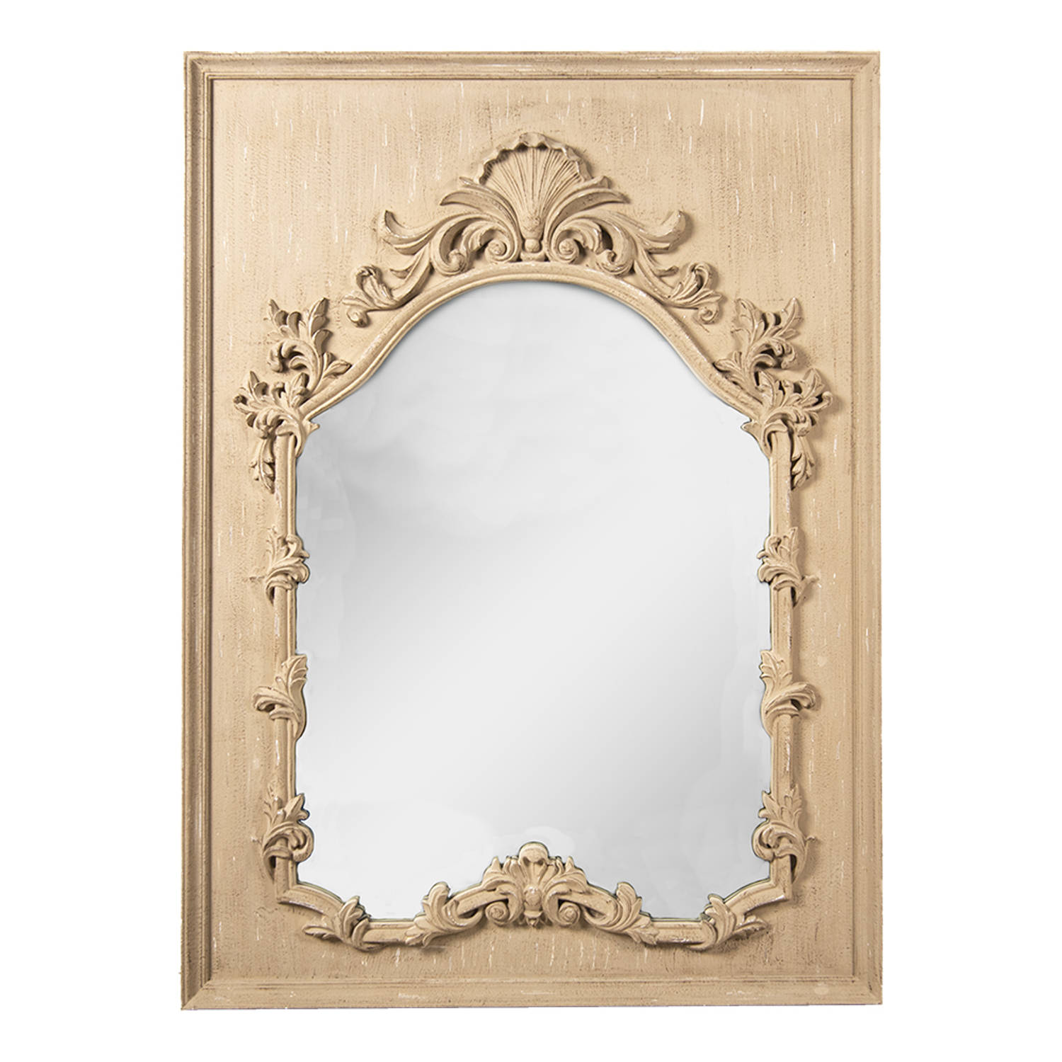 Clayre & Eef Spiegel 95x130 cm Bruin Kunststof Grote Spiegel Wand Spiegel Muur Spiegel Bruin Grote Spiegel Wand Spiegel
