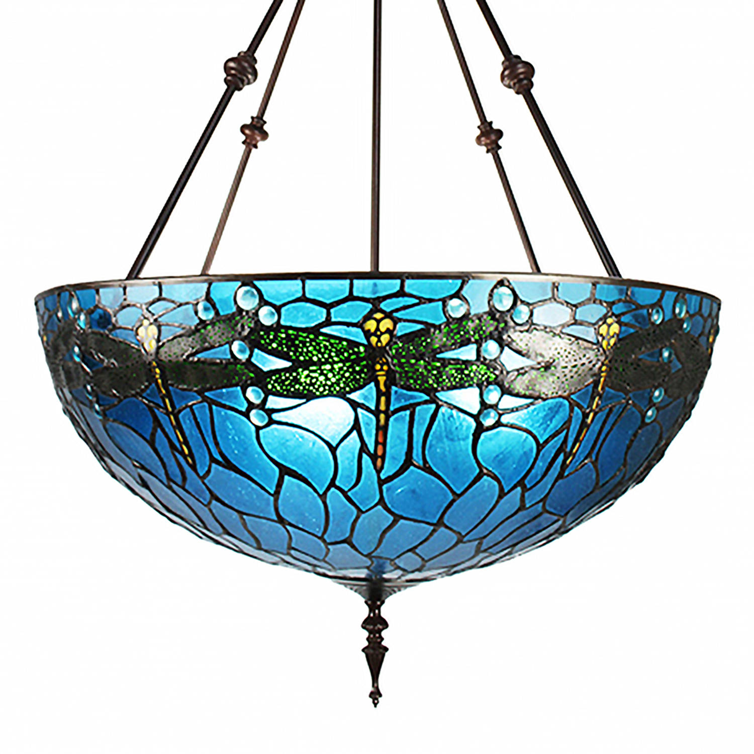 Lumilamp Hanglamp Tiffany Ø 61*190 Cm E27-max 3*60w Blauw, Groen, Geel Metaal, Glas Libelle Hanglamp