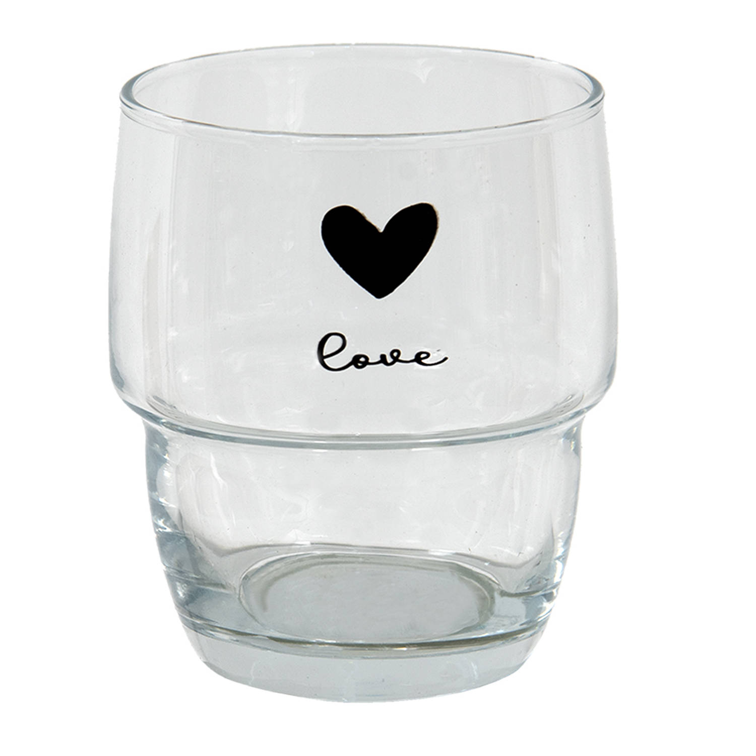 Clayre & Eef Waterglas 100 Ml Transparant Glas Hart Love Drinkbeker Drinkglas Transparant Drinkbeker