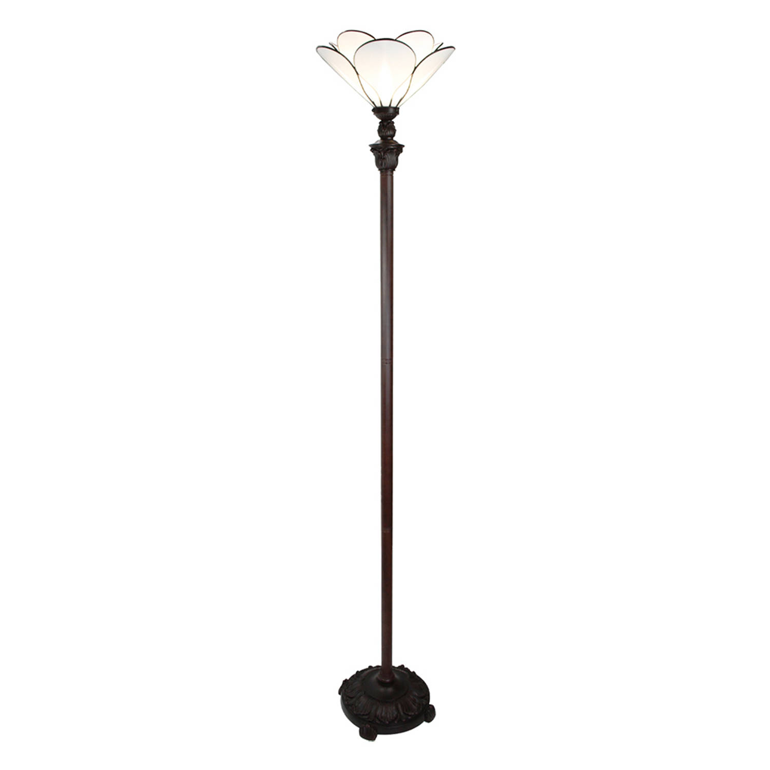 Lumilamp Tiffany Vloerlamp Ø 31*183 Cm E27-max 1*60w Wit Glas, Kunststof Staande Lamp Staanlamp Tiff