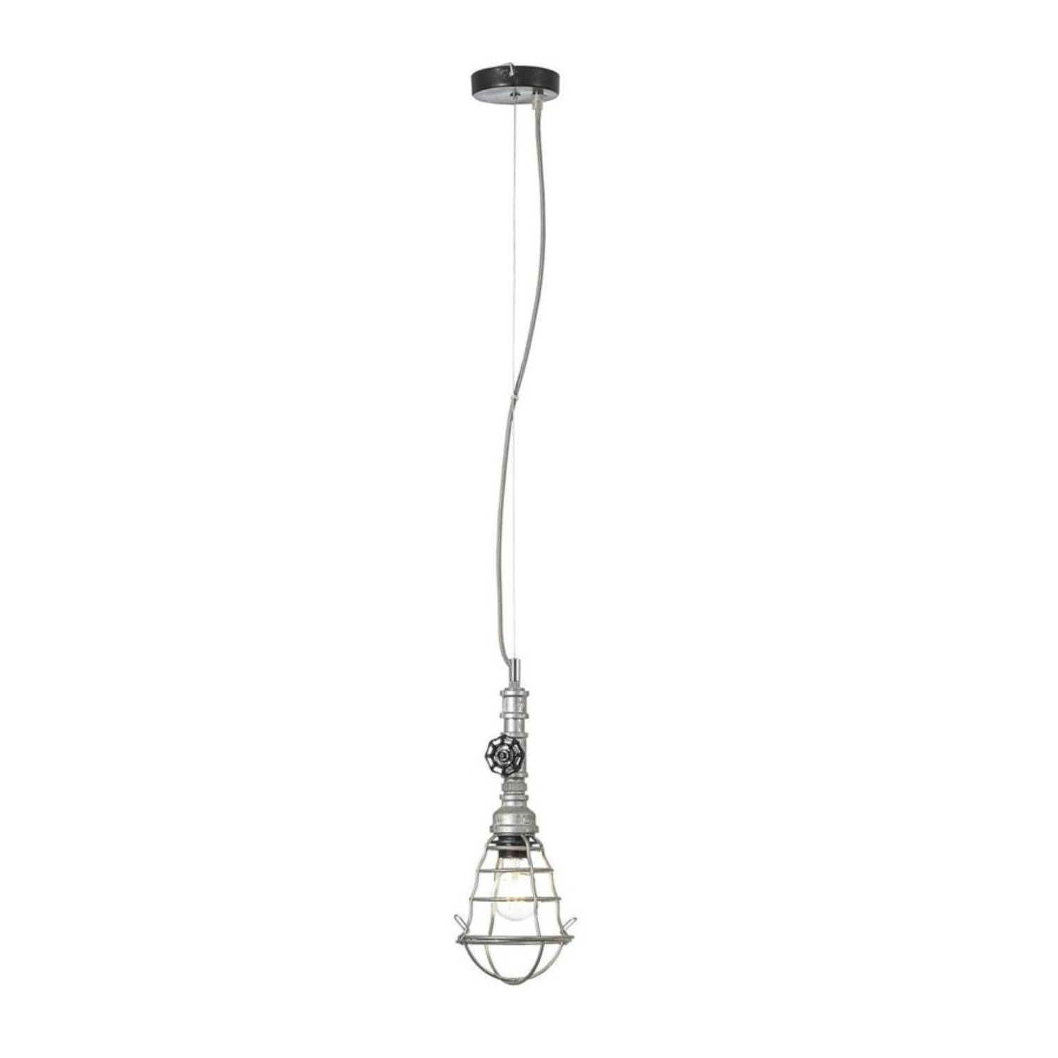 Brilliant Zinkgrijze hanglamp Pipe Brilliant 93704-43
