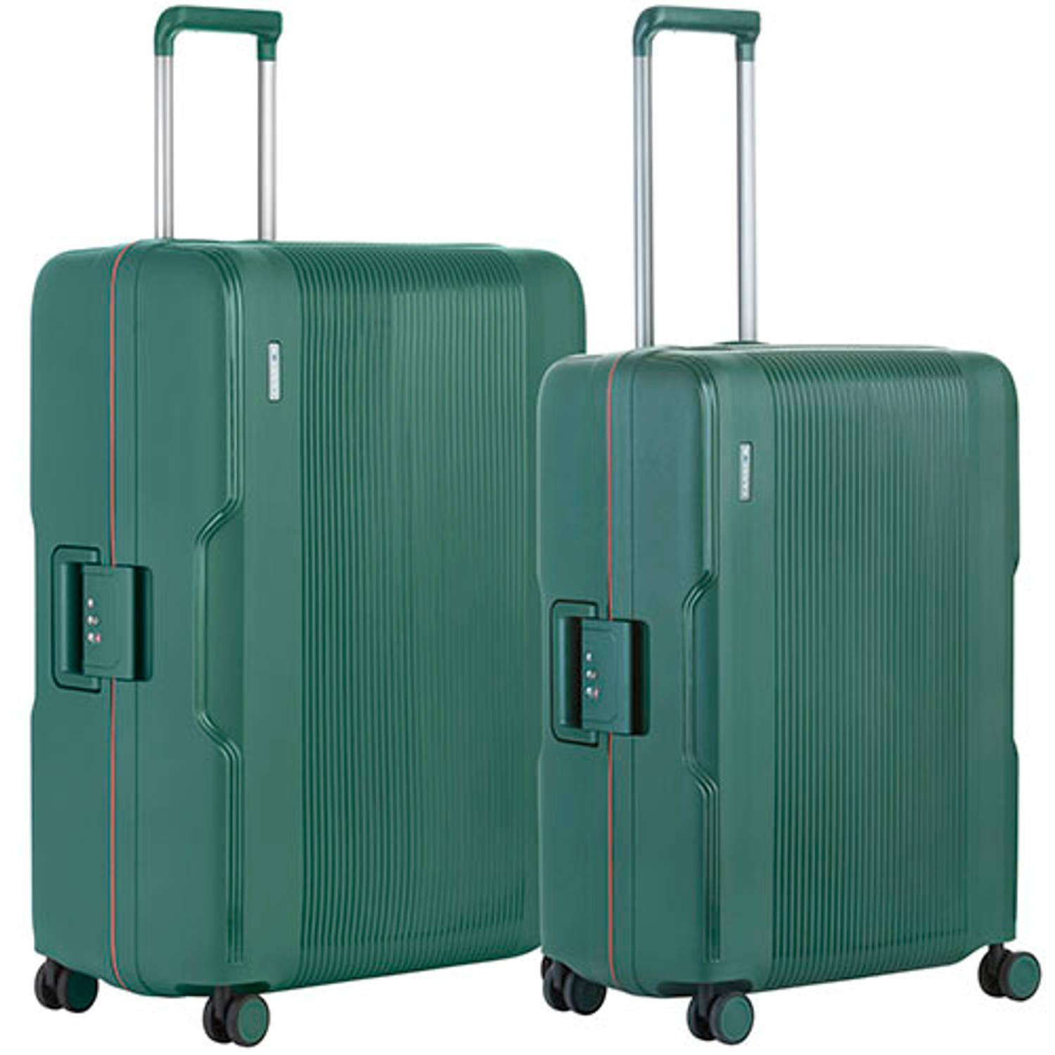 Carryon Protector Luxe Kofferset Tsa Trolleyset M+l Formaat Met 4-delige Packer Set Kliksloten Groen