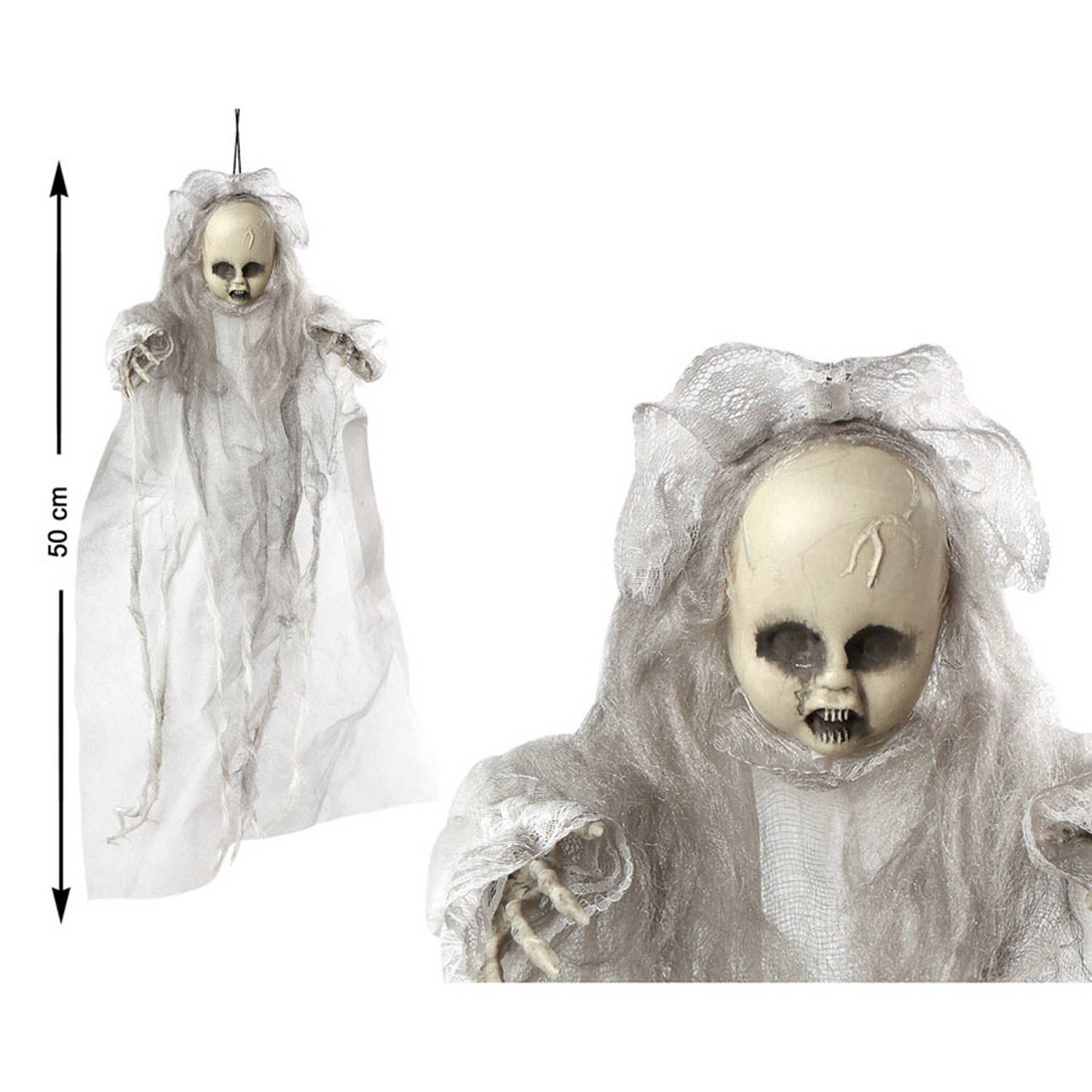 Halloween Horror Hangdecoratie Spook-geest Pop Wit 50 Cm Halloween Poppen