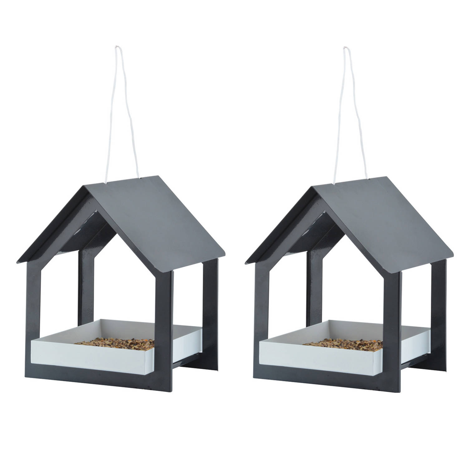 Alvast Verslijten plaats Metalen vogelhuisje/voedertafel hangend antraciet 23 cm -  Vogelvoederhuisjes | Blokker