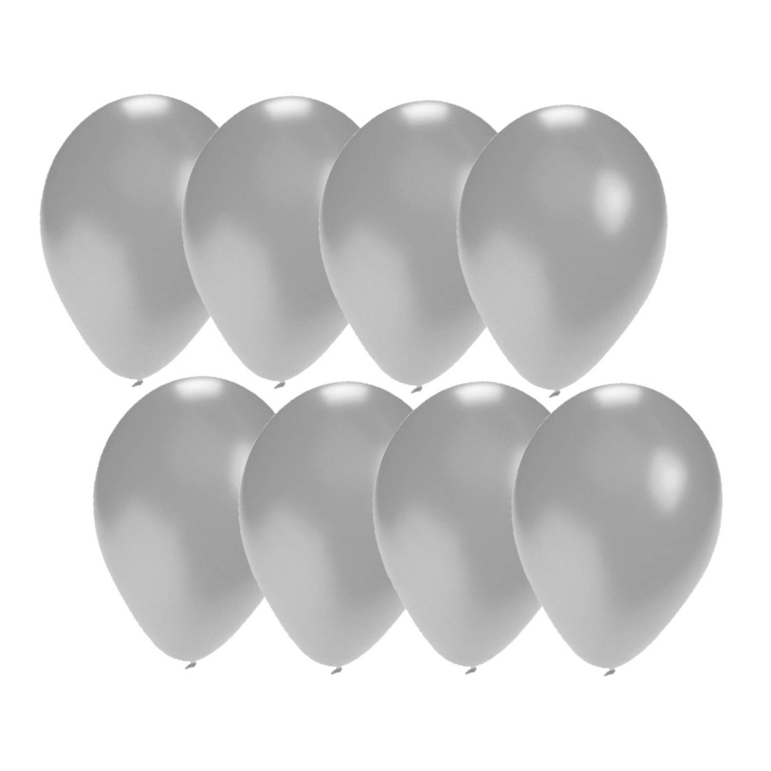 60x stuks zilveren party ballonnen van 27 cm - Ballonnen