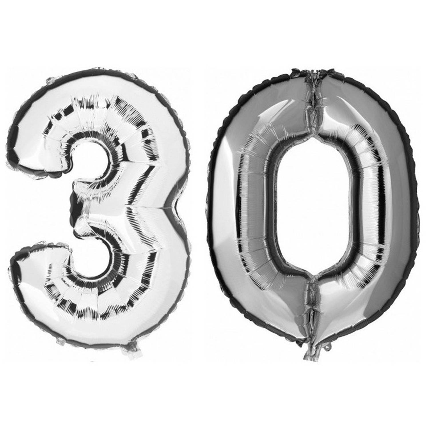 30 jaar leeftijd helium/folie ballonnen zilver feestversiering - Ballonnen