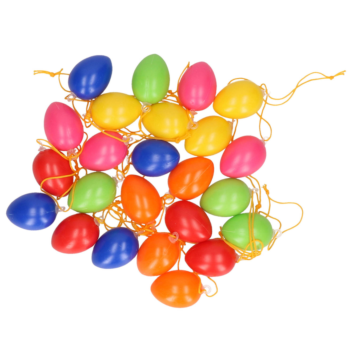 24x Gekleurde Plastic-kunststof Decoratie Eieren-paaseieren 4 Cm Feestdecoratievoorwerp