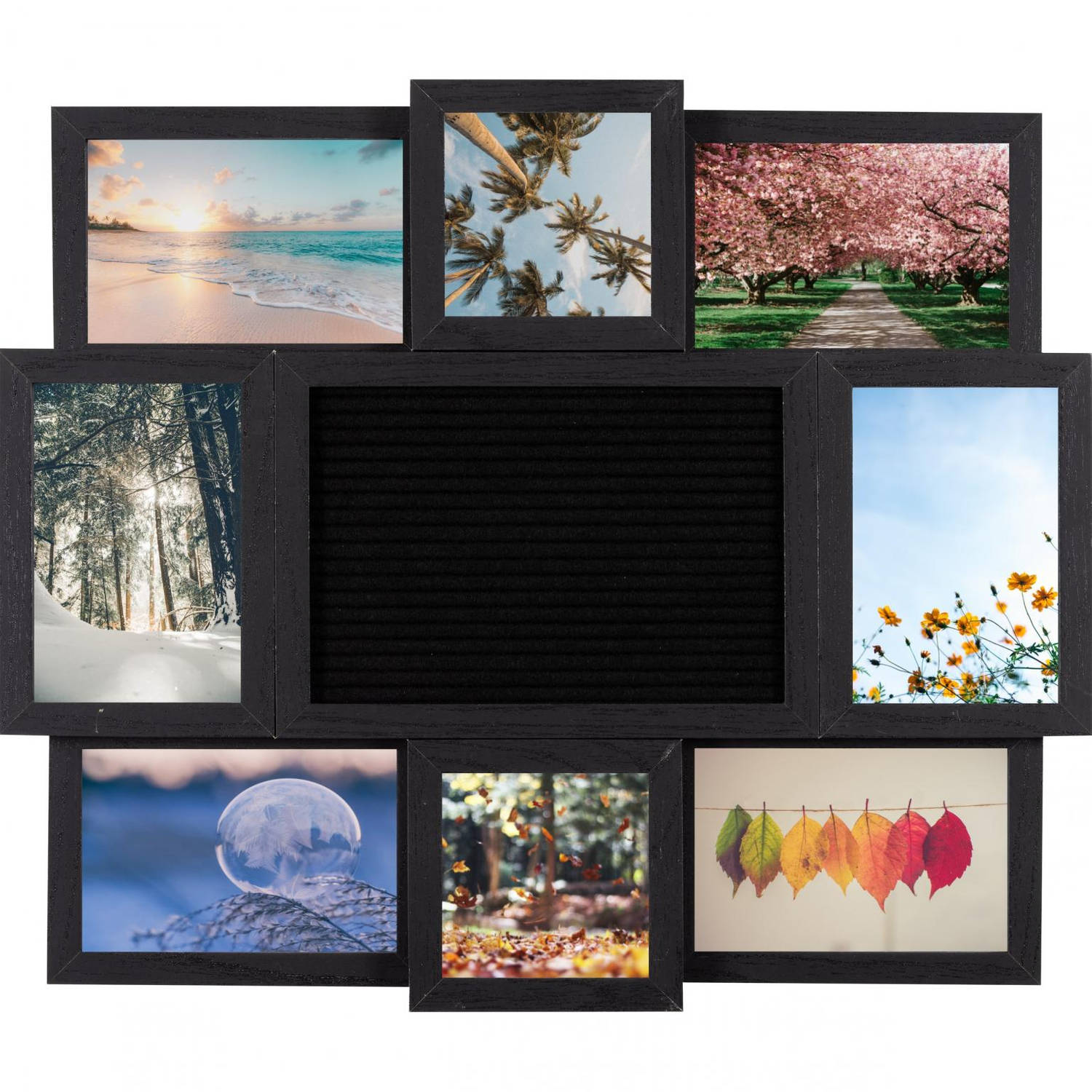 Henzo Letterbord - Collagelijst voor 8 foto&apos;s plus tekst - Zwart