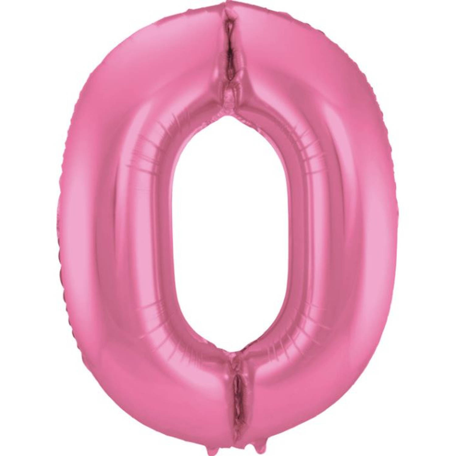 Folat cijferballon 0 junior 86 cm folie roze