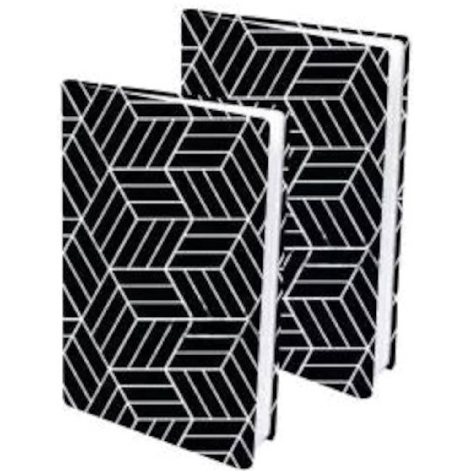 Verhaak rekbare boekenkaft A4 textiel zwart/wit 2 stuks