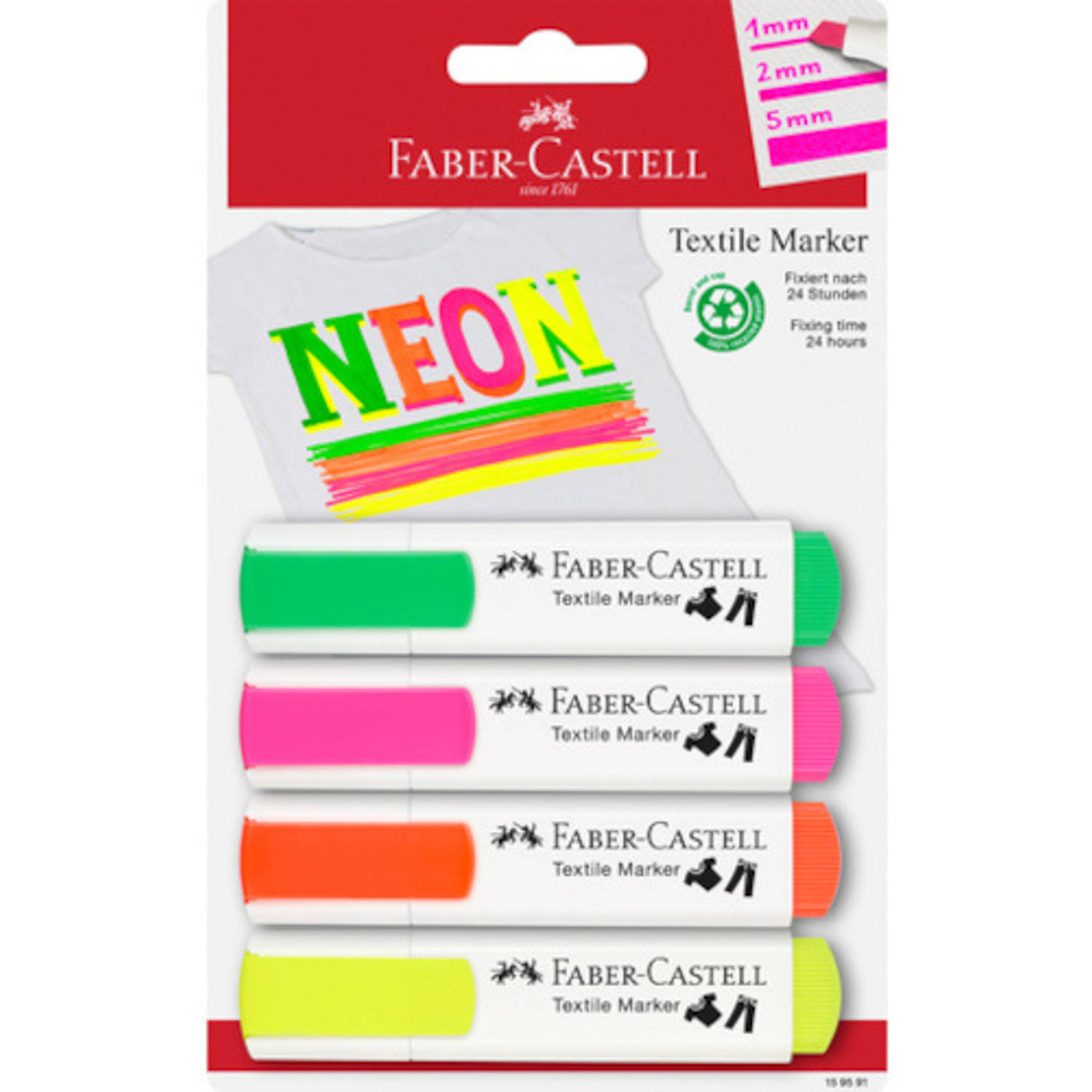Faber-Castell textielmarker - neon - 4 stuks - FC-159591