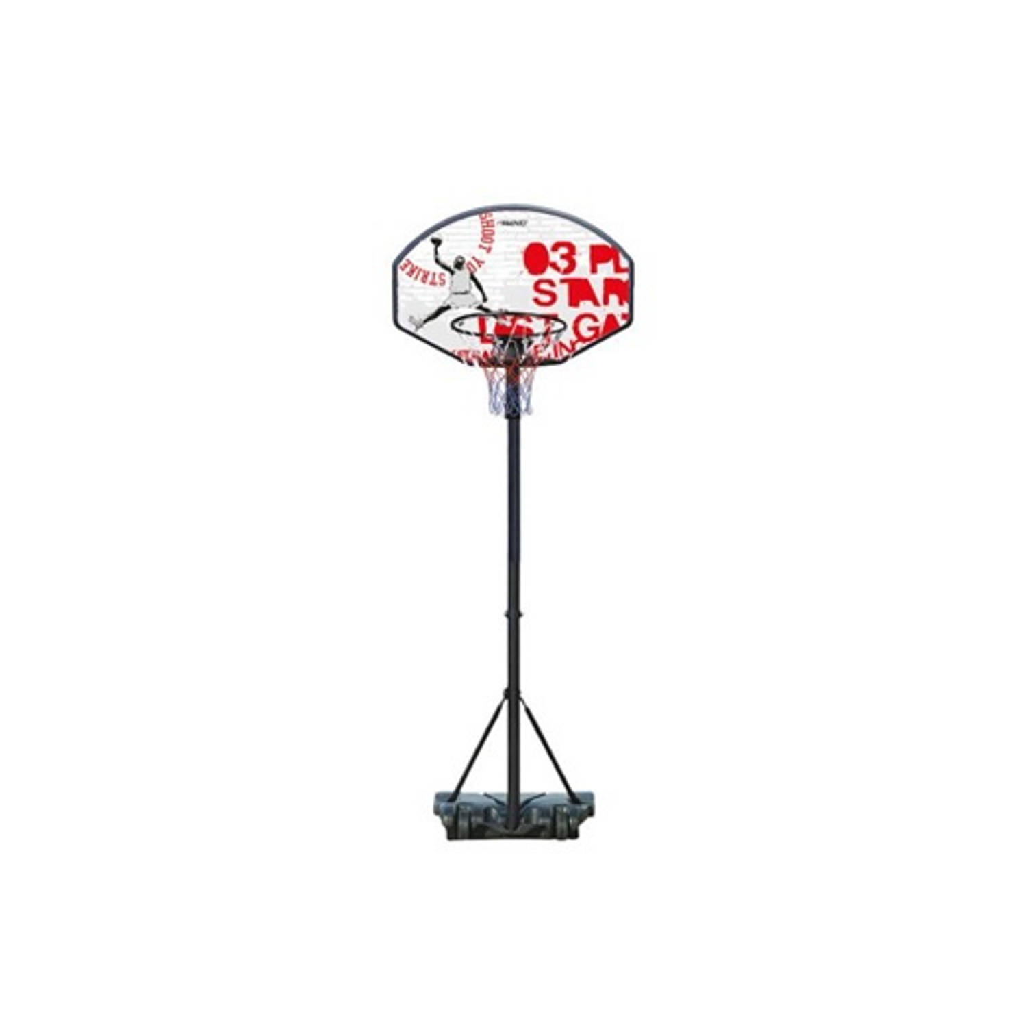 Avento basketbalstandaard 140 213 cm PE zwart-wit-rood