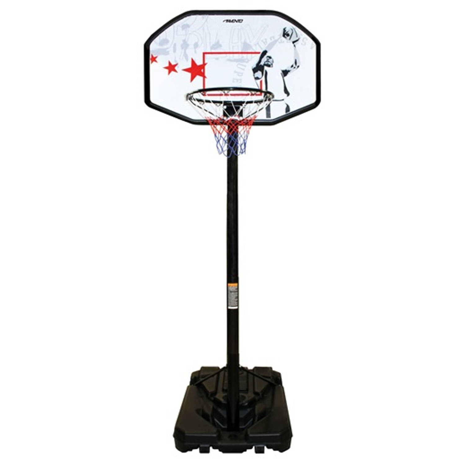 Avento basketbalstandaard 200 305 cm PE zwart-wit-rood
