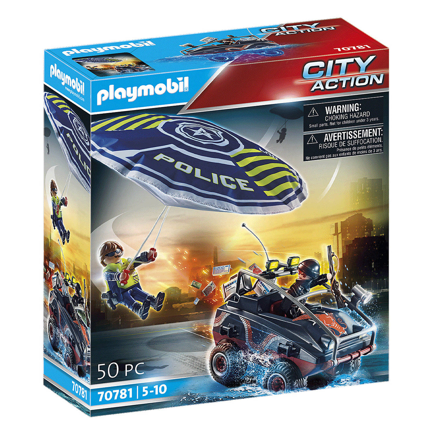 Playmobil® 70781 politieparachute achtervolging van het amfibievoertuig