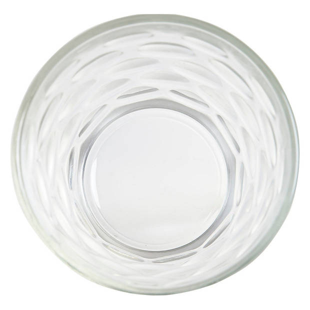 6x Stuks transparante waterglazen/drinkglazen cirkels relief 400 ml van glas - Drinkglazen
