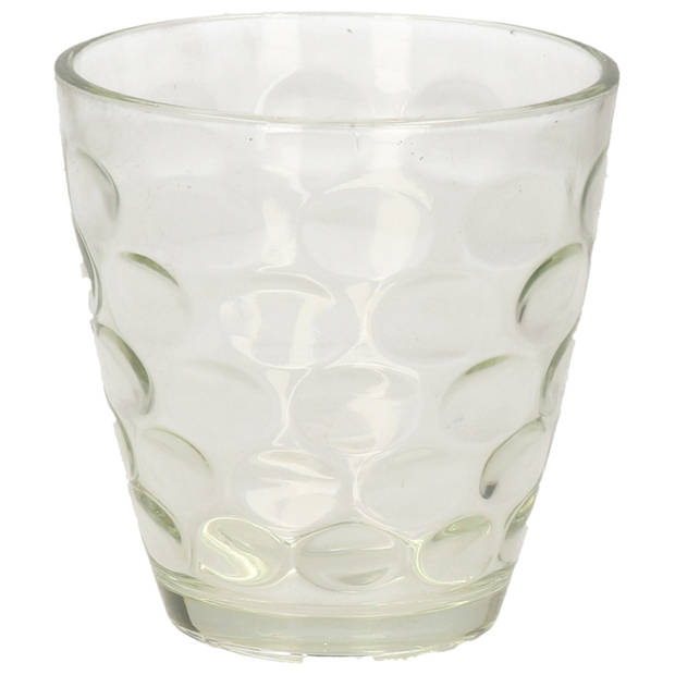 6x Stuks transparante waterglazen/drinkglazen cirkels relief 300 ml van glas - Drinkglazen