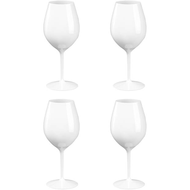 4x Witte of rode wijn glazen 51 cl/510 ml van onbreekbaar wit kunststof - Wijnglazen