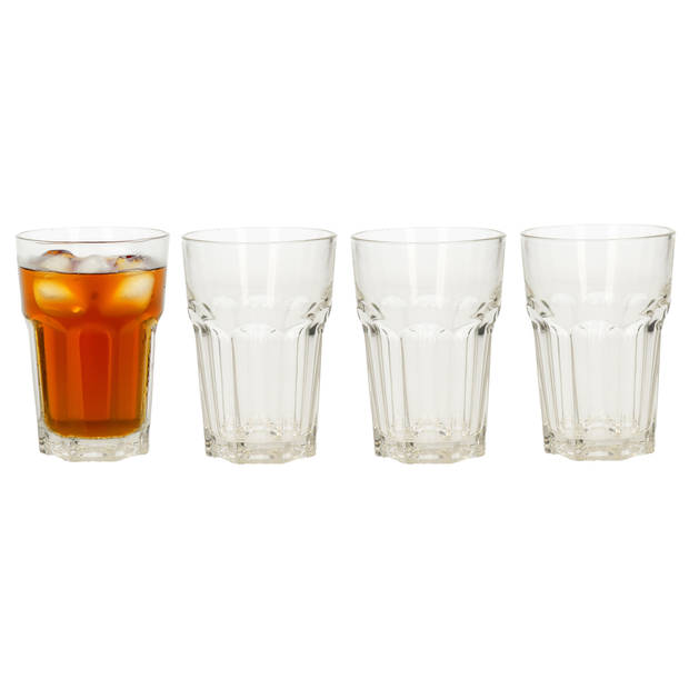 Excellent Houseware Drinkglazen set - 4 stuks - glas - 360 ml - water glazen - vaatwasser bestendig - Drinkglazen