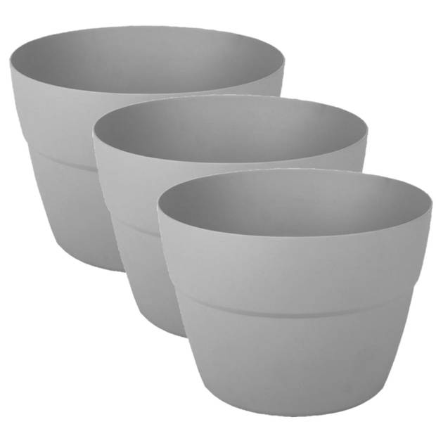 Balkon plantenpot/bloempot kunststof grijs D30 x H21 cm - Plantenpotten