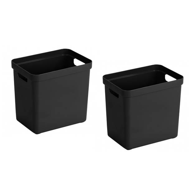 Zwarte opbergboxen/opbergmanden 25 liter kunststof - Opbergbox