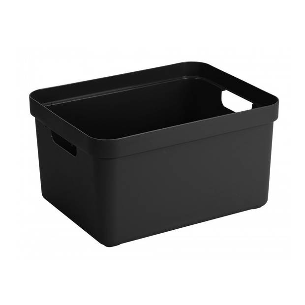 Sunware opbergbox/mand 32 liter zwart kunststof met transparante deksel - Opbergbox