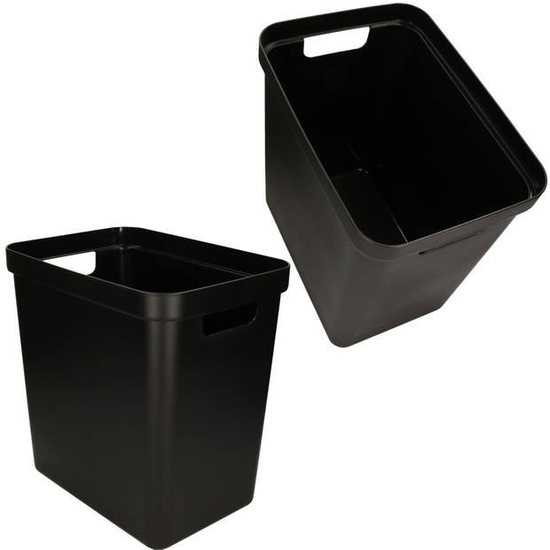 Zwarte opbergboxen/opbergmanden 25 liter kunststof - Opbergbox