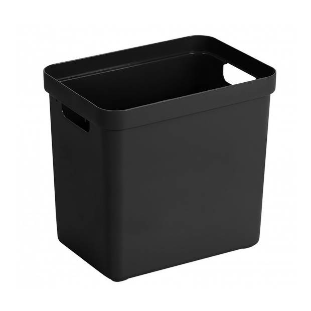 Opbergboxen/opbergmanden zwart van 25 liter kunststof met transparante deksel - Opbergbox