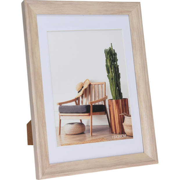 2x stuks kunststof fotolijst hout look geschikt voor een foto van 15 x 20 cm - Fotolijsten