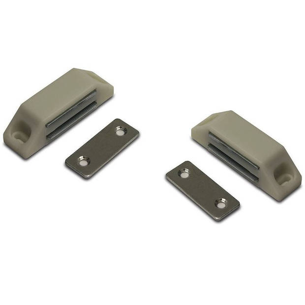 4x stuks magneetsnapper / magneetsnappers wit met metalen sluitplaat 6 x 3,8 x 1,6 cm - Magneet snappers