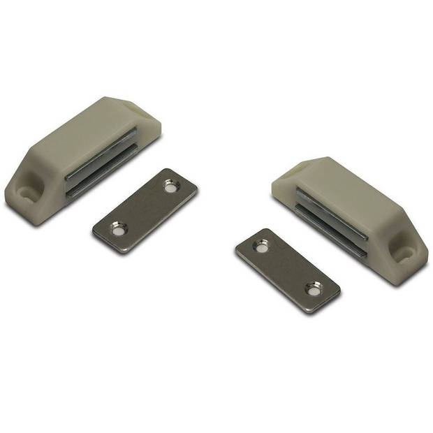 6x stuks magneetsnapper / magneetsnappers wit met metalen sluitplaat 6 x 3,8 x 1,6 cm - Magneet snappers