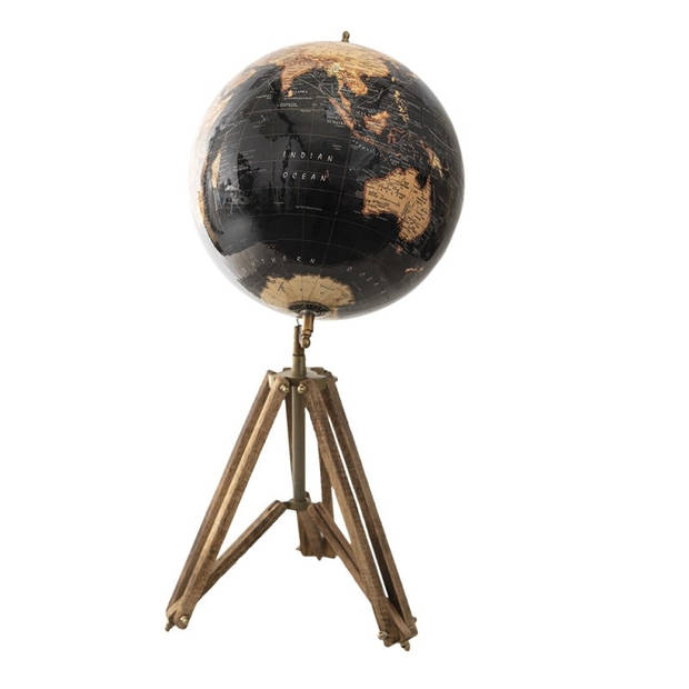 Clayre & Eef Zwarte Wereldbol/globe 28*26*57 cm 50543