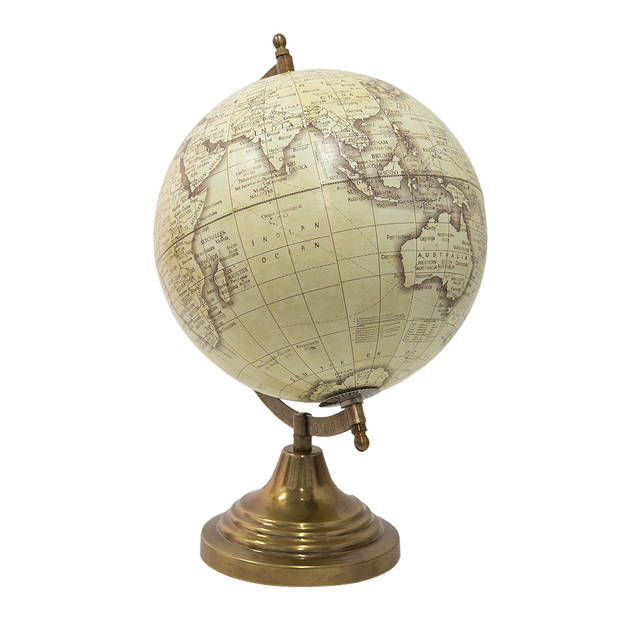 Clayre & Eef Wereldbol 22x33 cm Beige Hout Metaal Globe Beige Globe
