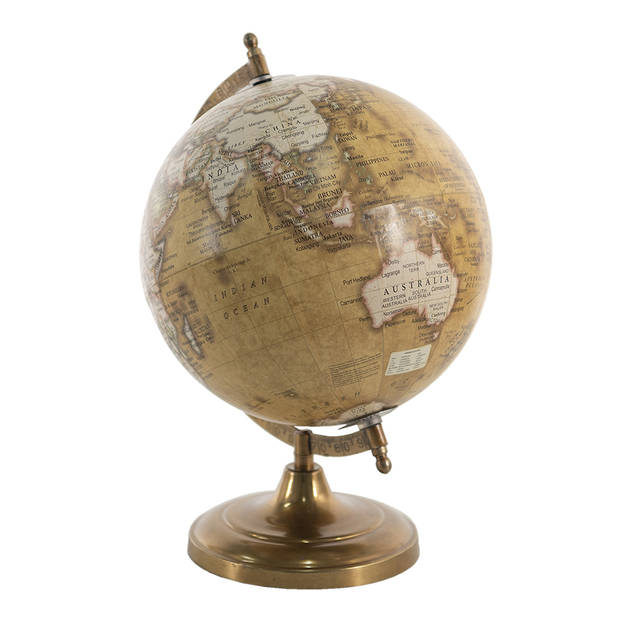 Clayre & Eef Wereldbol 22x30 cm Geel Bruin Hout Metaal Globe Geel Globe