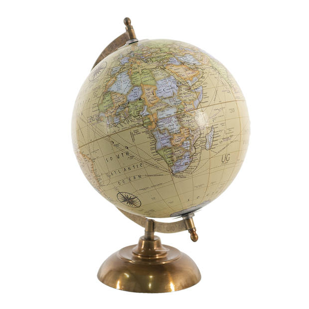 Clayre & Eef Wereldbol 22x22x33 cm Geel Hout Globe Geel Globe