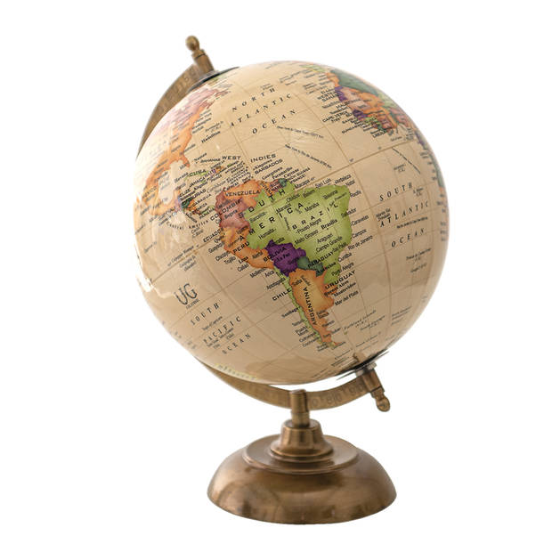 Clayre & Eef Wereldbol 22x30 cm Beige Hout Metaal Globe Beige Globe