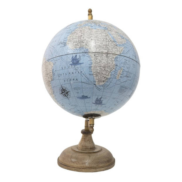 Clayre & Eef Blauwe Wereldbol/globe 22*22*37 cm 64916