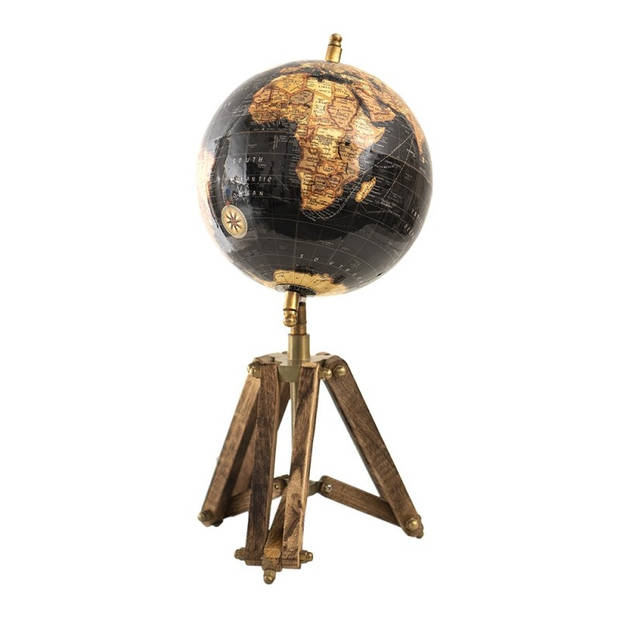 Clayre & Eef Zwarte Wereldbol/globe 18*16*26 cm 64933