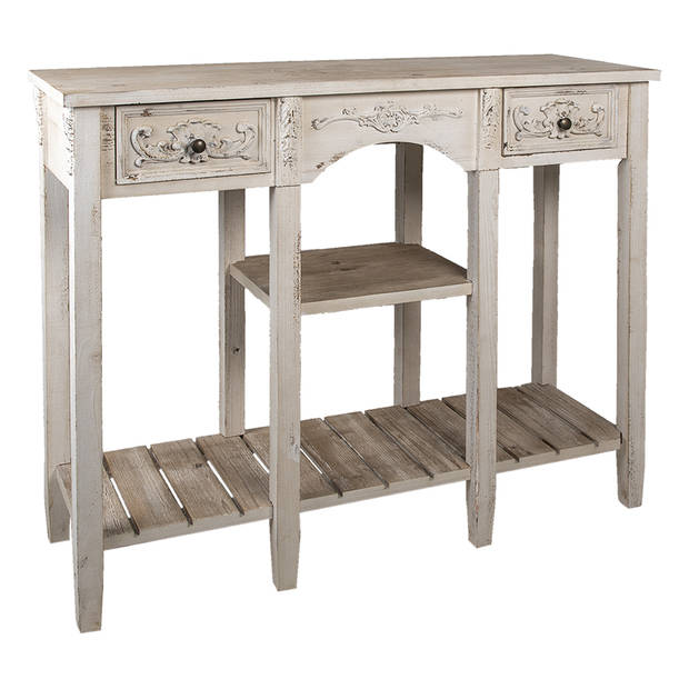 Clayre & Eef Sidetable 125x40x95 cm Wit Hout Rechthoek Wandtafel Wit Wandtafel