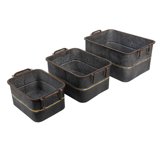 Clayre & Eef Planthouder 45x32x20 cm Grijs Ijzer Rechthoek Planthouder Grijs Planthouder