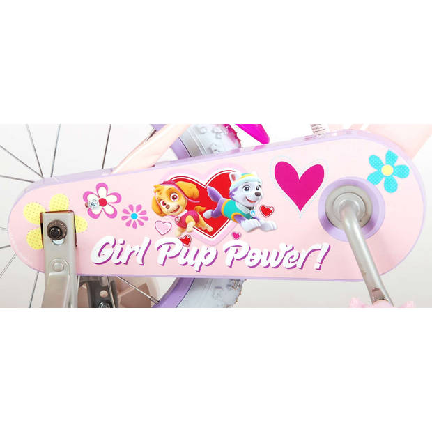 Paw Patrol Kinderfiets - Meisjes - 14 inch - Roze - Mandje voor en Poppenzitje achter